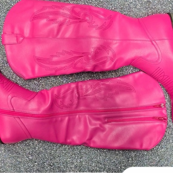 Pierre Dumas Shoes - Pierre Dumas Hot Pink Cowboy Heeled Knee Boots